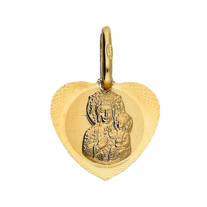 Złoty medalik 585 serce Matka Boska chrzest