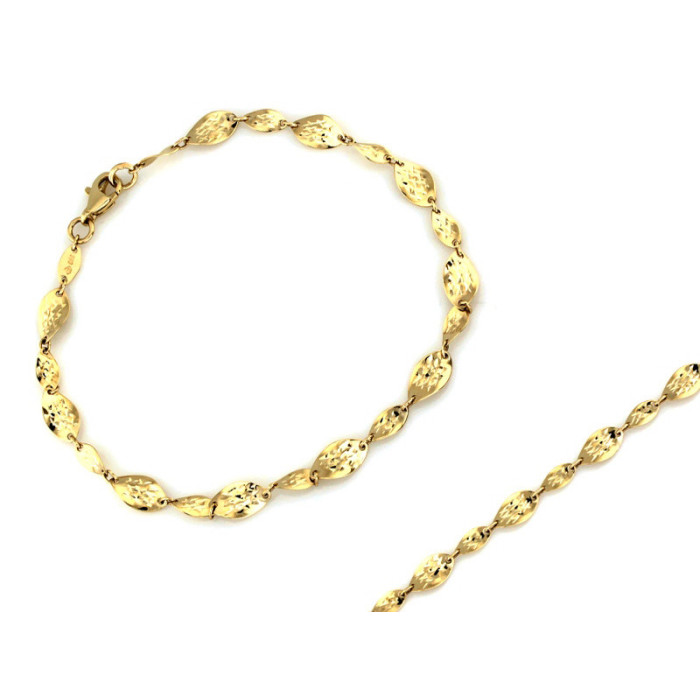 Złota bransoletka 375 diamentowane owale 2,65g