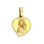 Złoty medalik 585 Serce Matka Boska chrzest