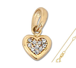 Złoty komplet biżuterii 585 serce na łańcuszku ankier