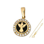 Złoty komplet biżuterii 585 aniołek na łańcuszku chrzest