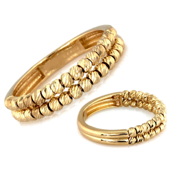 Złoty pierścionek 585 podwójny z kuleczkami 1,90g