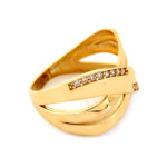 Złoty pierścionek 585 przeplatany z cyrkoniami 2,95g