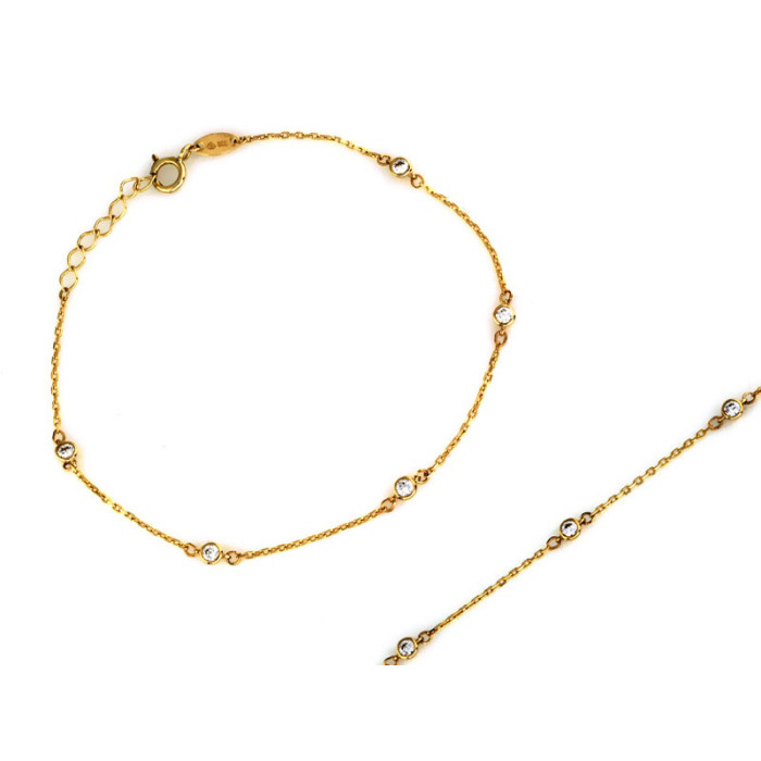 Złota bransoletka 375 łańcuszkowa z cyrkoniami  0,95g