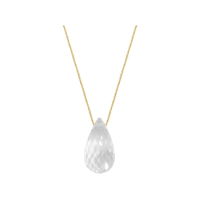 Złoty naszyjnik 375 elegancka wyjątkowa biała kropla naturalny kryształ na prezent