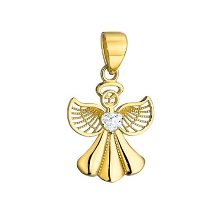 Złota przywieszka 585 anioł z centralną cyrkonią 0,81g