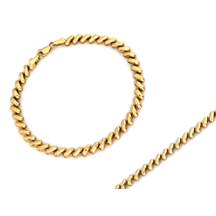 Złota bransoletka 375 prostokątne elementy 18cm 3,49g