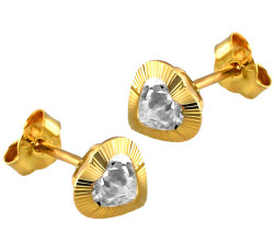 Złote kolczyki 585 diamentowane serca cyrkonie