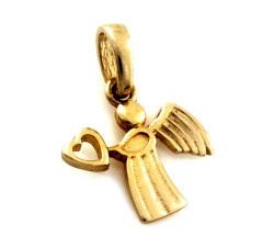 Złota przywieszka 375 anioł sercem na dłoni