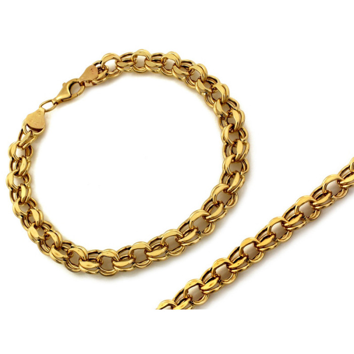 Złota bransoletka 585 o podwójnym splocie 20cm 9,46g