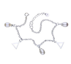 Srebrna bransoletka 925 z perłami i trójkąty 4g