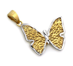 Złota przywieszka 375 ażurowy motyl dwukolorowy 0,8g