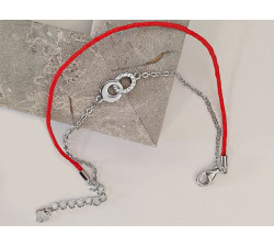 Srebrna bransoletka 925 sznurek z łańcuszkiem ringi