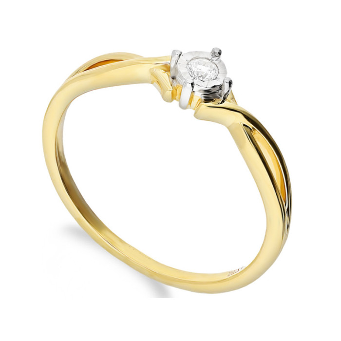 Złoty pierścionek 585 zaręczynowy z diamentem 16
