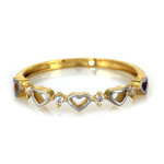 Złoty pierścionek 585 z dwukolorowych serc z cyrkoniami 1,18g