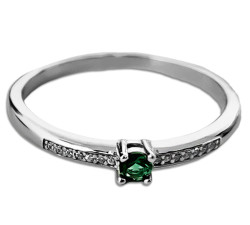 Srebrny pierścionek 925 oczko z zieloną cyrkonią 24r