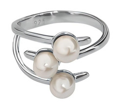 Srebrny pierścionek 925 nowoczesny naturalne perły 14r