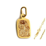 Złoty komplet biżuterii 585 medalik Matka Boska Chrzest Komunia