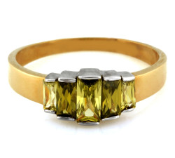 dwukolorowy pierścionek z oliwinami