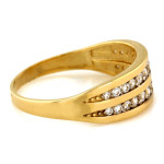 Obrączkowy pierścionek złoty 585 z cyrkoniami na prezent