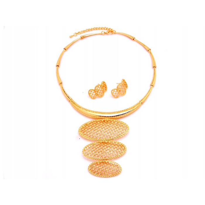 Złoty komplet biżuterii wyjątkowa kolia kolczyki