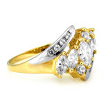 Bogato zdobiony pierścionek żółte i białe złoto 585