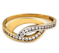 dwukolorowy pierścionek ze złota 585