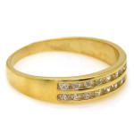 Złoty pierścionek 585 z białymi cyrkoniami jak obrączka 14kt dwa rzędy cyrkonie