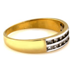 Złoty pierścionek 585 z cyrkoniami jak obrączka białe złoto na prezent