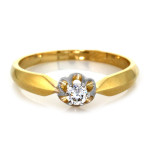 Złoty pierścionek 585 na zaręczyny z cyrkonią białe złoto 14kt na prezent