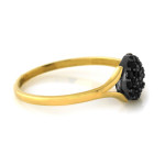 Złoty pierścionek 585 elegancki wzór oczko z czarnymi cyrkoniami na prezent