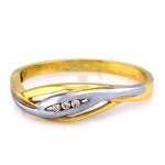 Złoty pierścionek 333 delikatny z cyrkoniami z żółtego i białego złota 8K