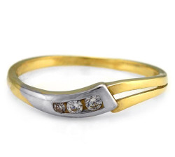 Złoty pierścionek 585 fala z białego złota