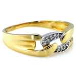 Piękny pierścionek 585 motyw pancerki z białym złotem i cyrkoniami na prezent