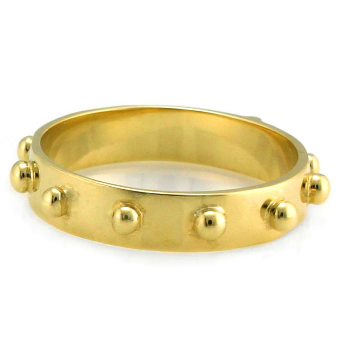 Złoty pierścionek 375 obrączka różaniec gładki krzyż na prezent 9kt  z krzyżykiem