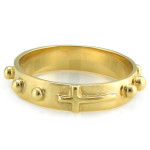 Złoty pierścionek 375 obrączka różaniec gładki krzyż na prezent 9kt  z krzyżykiem