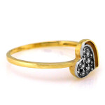 Złoty pierścionek 375 serduszko z cyrkoniami i białym złotem
