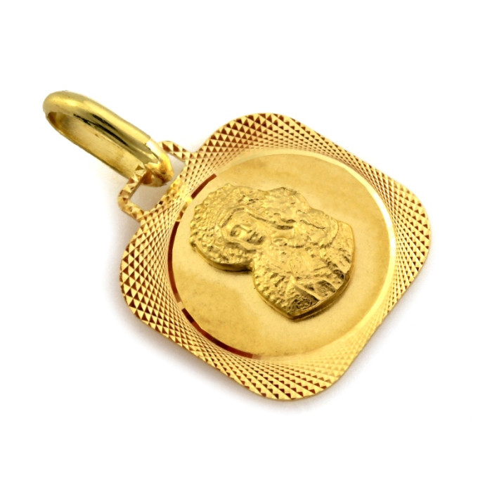 Złoty medalik z Matką Boską Częstochowską na komunie