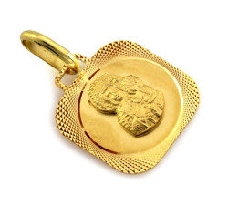 Złoty medalik z Matką Boską Częstochowską na komunie