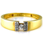 Klasyczny złoty pierścionek 585 z białym złotem i cyrkoniami 14K