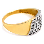 Złoty pierścionek 585 z białymi cyrkoniami w nowoczesnym stylu na prezent