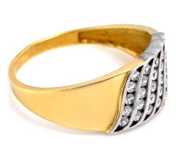 Złoty  pierścionek z białymi cyrkoniami 375