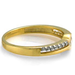 Złoty pierścionek 375 z białymi cyrkoniami nowoczesny wzór z dużym oczkiem na prezent