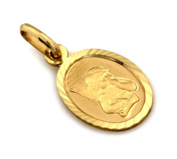 Złoty medalik delikatny z aniołkiem owalny
