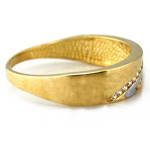 Złoty pierścionek 585 obrączkowy z cyrkoniami dwukolorowy