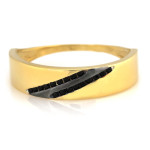 Złoty pierścionek 585 obrączkowy z czarnymi cyrkoniami
