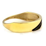 Złoty pierścionek 585 obrączkowy z czarnymi cyrkoniami