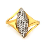 Złoty pierścionek 585 duże podłużne oczko z cyrkonii