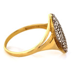 Złoty pierścionek 585 duże podłużne oczko z cyrkonii
