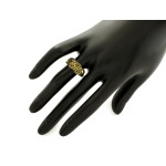 Złoty pierścionek 375 bogato zdobiony pierścionek z czarnymi cyrkoniami